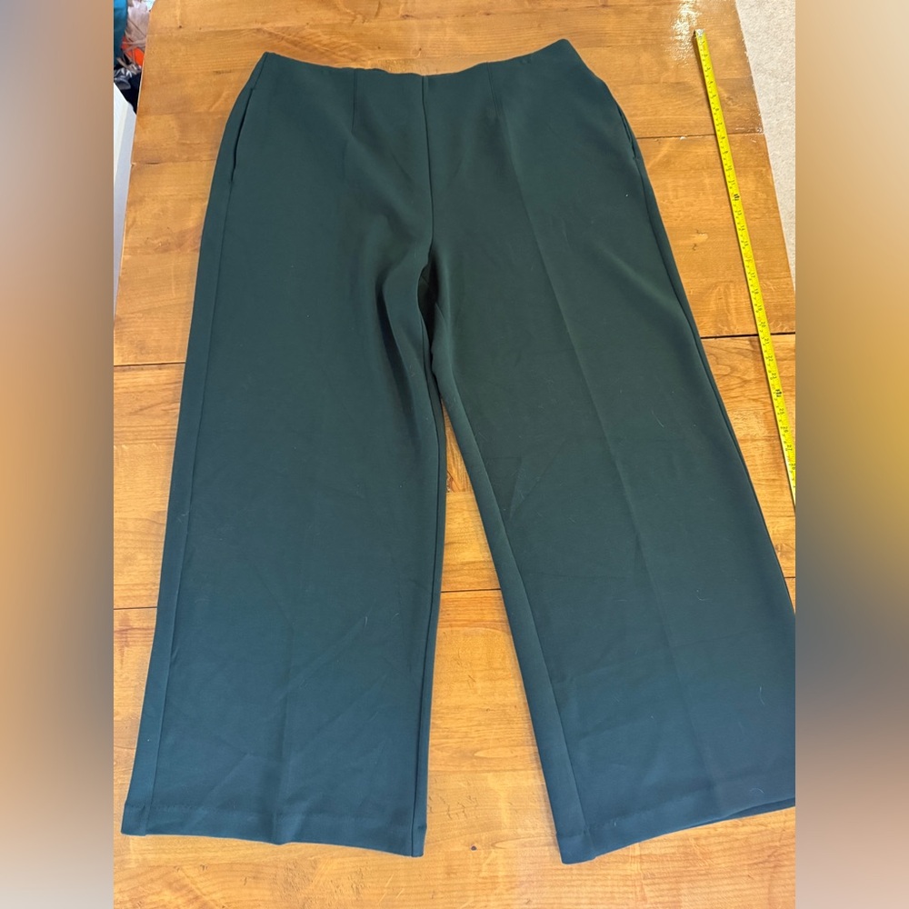Lane Bryant Sz 20 Dark Green Wide-Leg Pants Soft Comfortable Relaxed Holidays